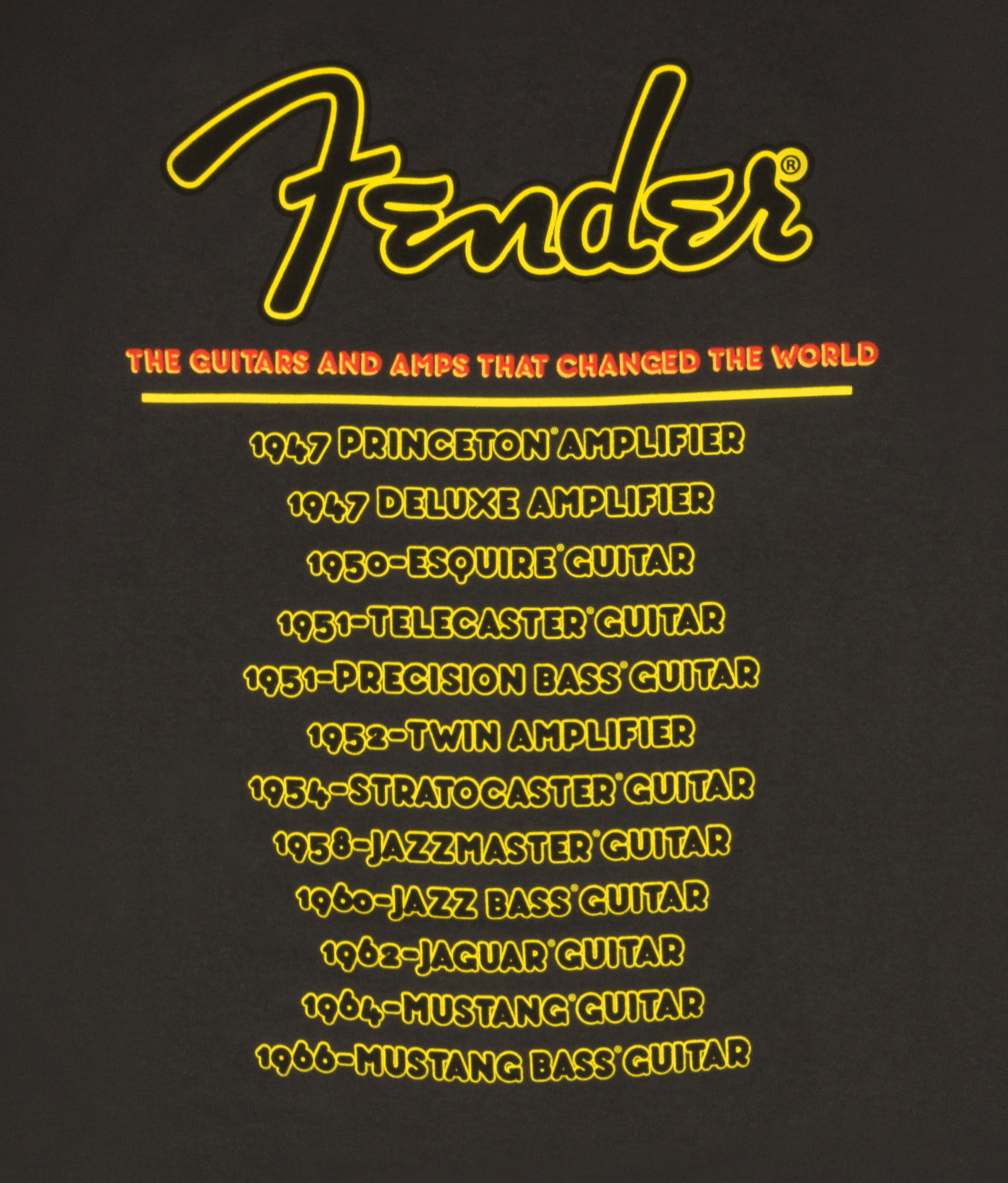 Fender® World Tour T-Shirt, Neon Black